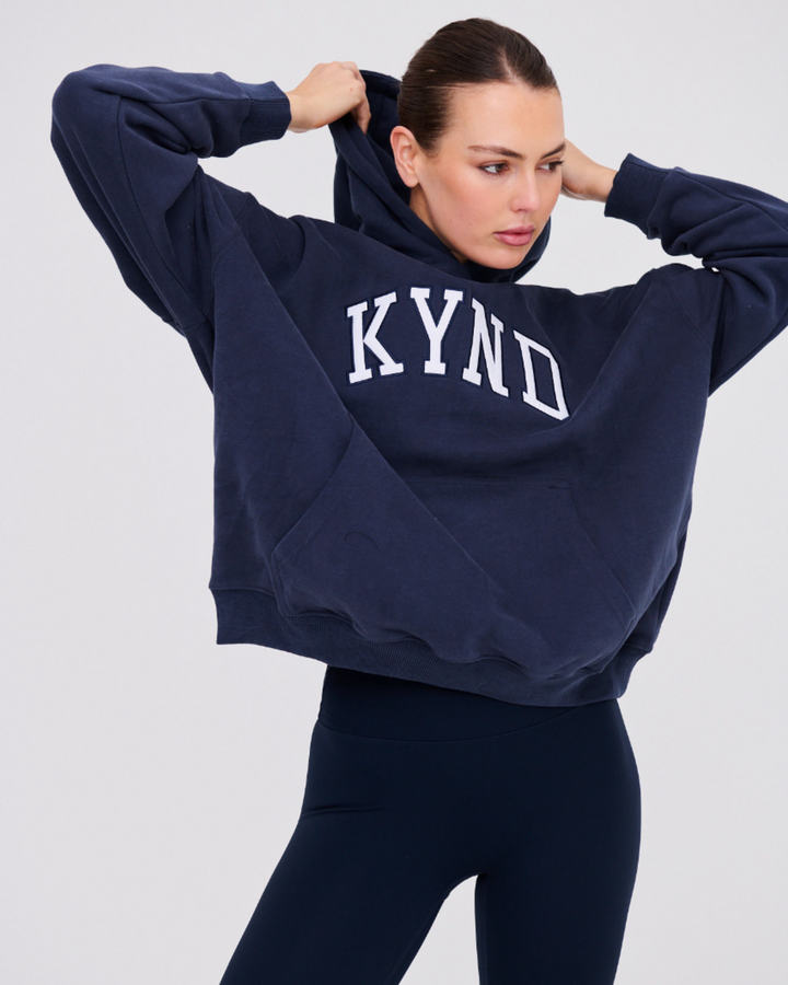 Oversized Varsity Hoodie - Navy