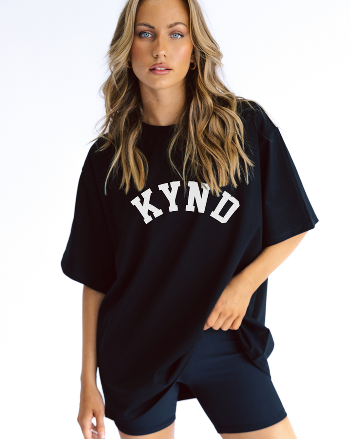 Oversized Varsity T-Shirt - Black