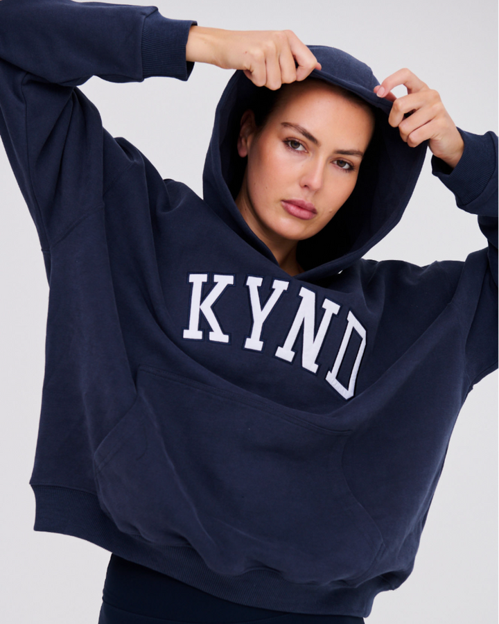 Oversized Varsity Hoodie - Navy