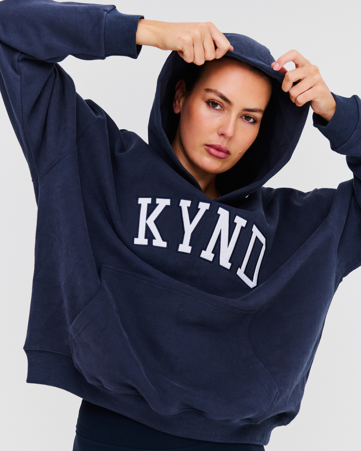 Oversized Varsity Hoodie - Navy