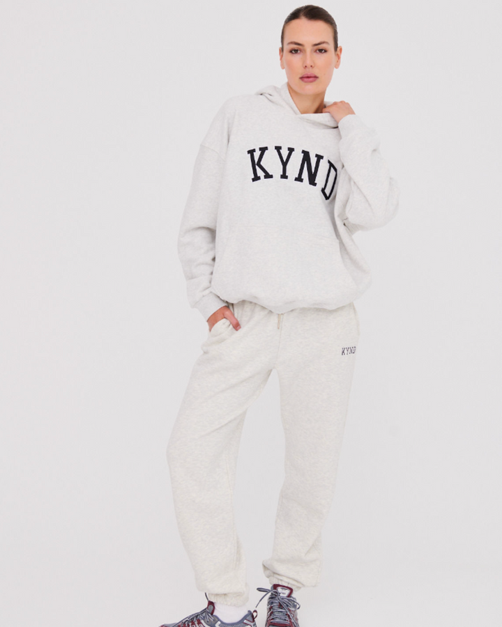 Oversized Varsity Hoodie - Grey Marle