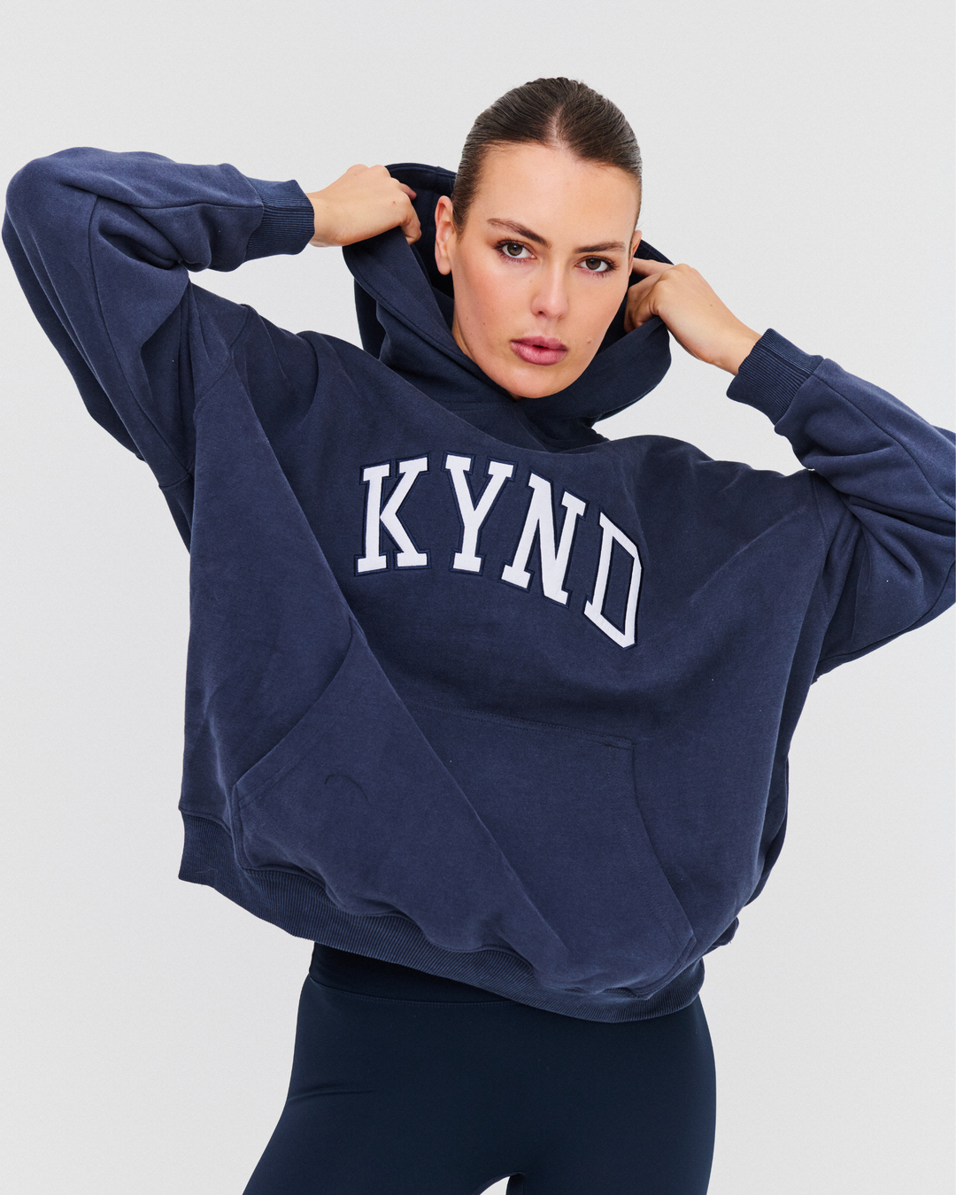 Oversized Varsity Hoodie - Navy