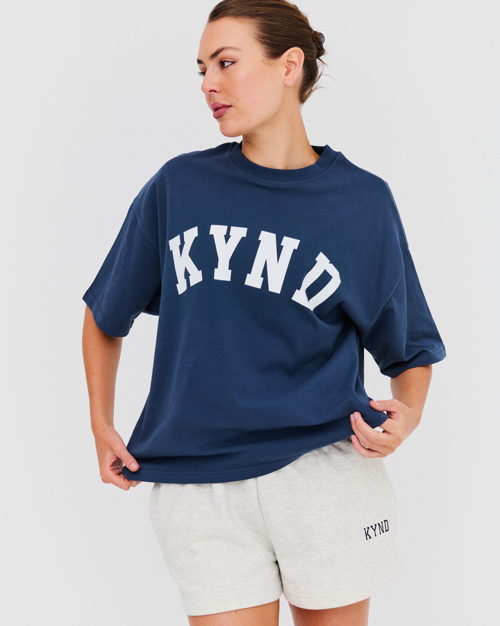 Oversized Varsity T-Shirt - Navy