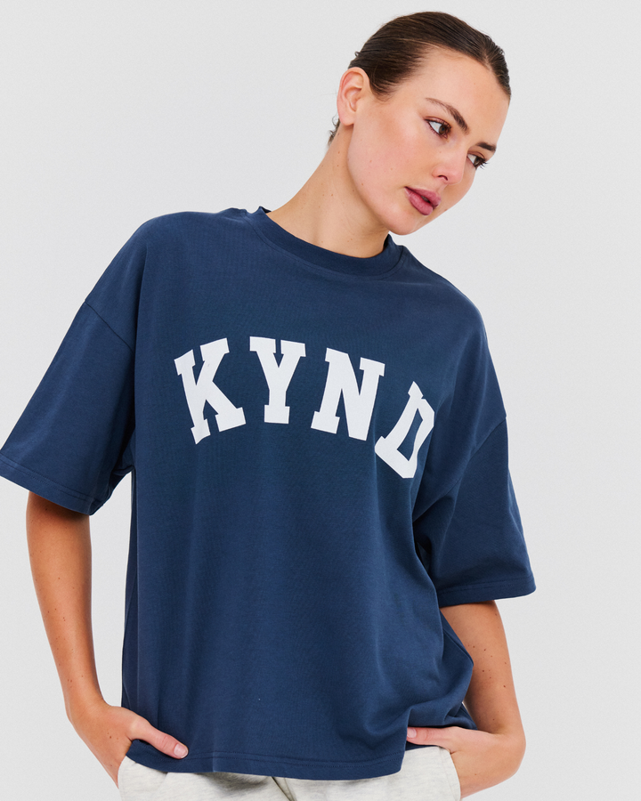 Oversized Varsity T-Shirt - Navy